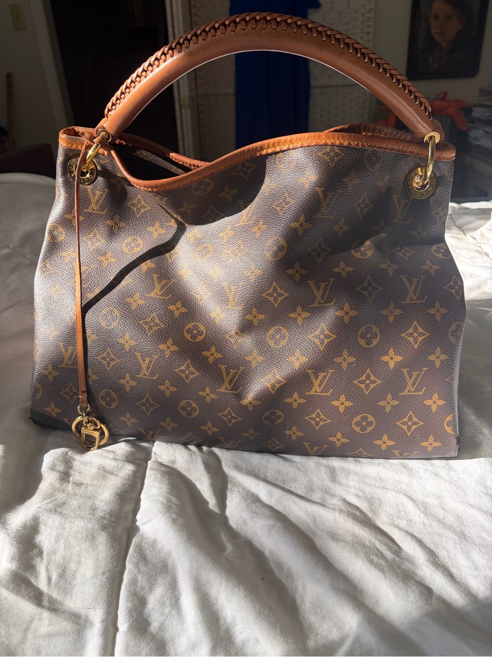 Louis Vuitton Monogram Canvas Shoulder Bag in Brown and Tan